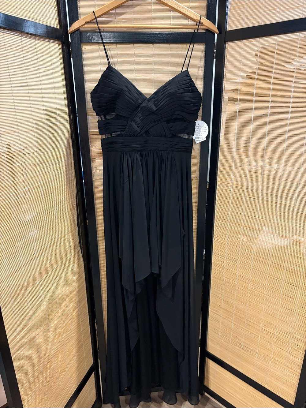Deb Black Chiffon Midi Dress with Pleated Bodice